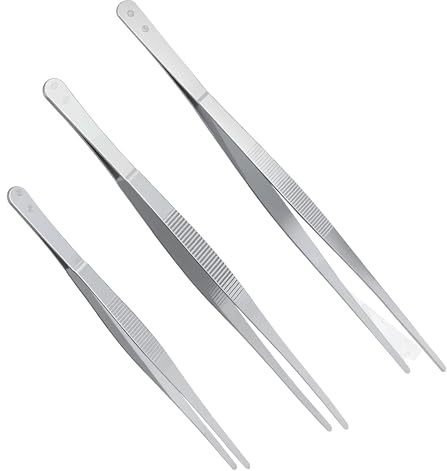 3 Piezas Pinzas de Cocina Profesionales, Pinzas Chef, Pinzas Cocina Acero Inoxidable de Precision para Emplatar para Barbacoa, Cocinar, Horneado (20/25/30 cm)