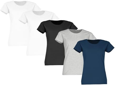 Fruit of the Loom 5er Pack Ladies Valueweight T-Shirt +Web-Textilien Beutel