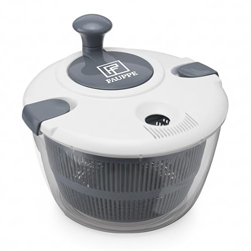 FAUPPE Essoreuse à Salade 5L – sans BPA – Bol Transparent avec Panier Amovible – Base Antidérapante – Lave-Vaisselle – Accessoire de Cuisine pour Salades, Légumes et Fruits