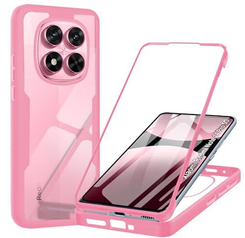 Yutwo Coque pour Xiaomi Redmi Note 14 Pro 5G Antichoc Housse avec Protège-écran 360 Full Body Protection Etui Robuste Double Face Transparent TPU Case pour Redmi Note 14 Pro 5G, Rose