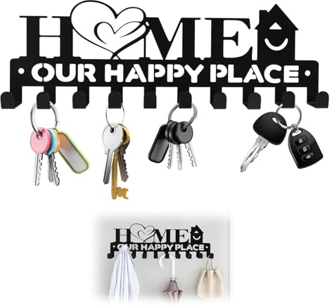 JRILUO Key Holder for Wall 10 Key Hooks for Home Essentials, Decorative Key Hanger for Entryway, Hallway, Office, Wall Mounted Entryway Storage Solution, Easy to Install, Durable and Stylish