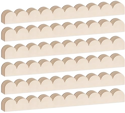 JSIWOTH 24 Pack Scalloped Wooden Moulding Trim Wave Edge Decorative 40cm | Trim for Cabinets, Window, Door, Mirrors & DIY Nursery Decor, Christmas Craft & Holiday Decor (Unfinished Basswood)