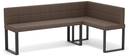 IDOHOME Esszimmer Eckbank mit Rückenlehne 196 x 142 cm | 196 x 142 x 87 cm, Metallbeine, Bequem sitzen, Gepolsterte Sitzfläche, Im Esszimmer