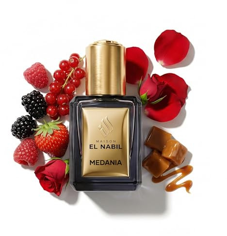 Maison El Nabil Medania – Roll-On 5ml – Dubai Parfum Unisex – Alkoholfreier Parfumextrakt Karamell Rote Früchte – Reiseformat Geschenkidee