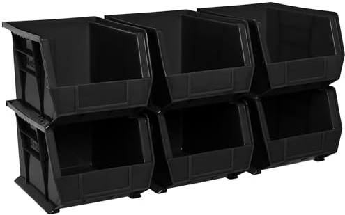Akro-Mils 30239 Plastic Storage Stacking Hanging Akro Bin, 11-Inch by 8-Inch by 7-Inch, Black, Case of 6
