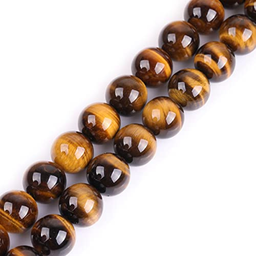 GEM-Inside Natural 18mm Yellow Tiger Eye Round Gemstone Semi Precious Loose Beads for Jewellery Making 15