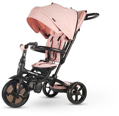 Mondial Toys Triciclo per Bambini Evolutivo Prime 6 in 1 con Maniglione di Spinta Regolabile Sedile Girevole e Reclinabile (Rosa)