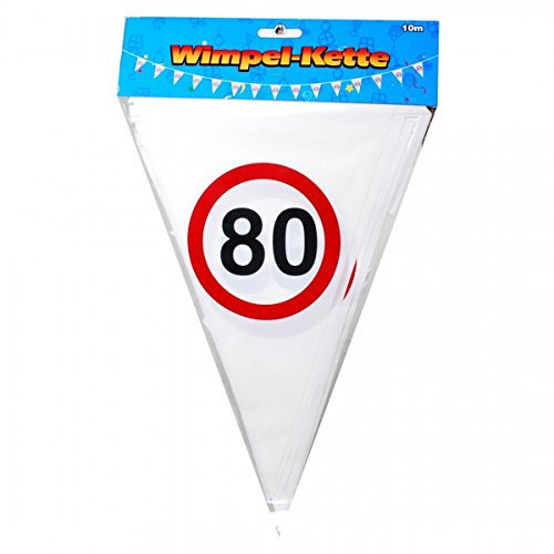 Geburtstag Wimpel Girlande 80 Jahre Verkehrsschild Party Deko Happy Birthday