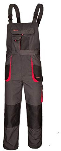 ART.MAS Latzhose Arbeitshose Classic Handwerker KFZ Gärtner Mechaniker 270g/m2 (48, Graphit/rot)