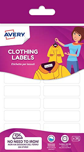 Avery España ETVET36-UK. Etiquetas para ropa sin plancha, 45x13mm, 36 etiquetas por sobre