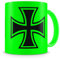 Samunshi® Eisernes Kreuz Tasse Kaffeetasse Teetasse Kaffeepott Kaffeebecher Becher H:95mm/D:82mm neon grün