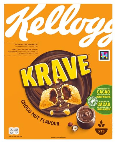 Kellogg's Krave Choco Nut | Gusto Cioccolato e Nocciola | Cereali per la Colazione | Confezione Singola da 410g (1 x 410g)