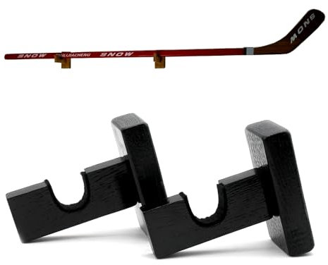 HAI+ Hockey Stick Display Wall Mount, Ice Hockey Stick Horizontal Hanger Rack, w/Felt Liner Holder Stand for Any Home Or Office Wall (Black)