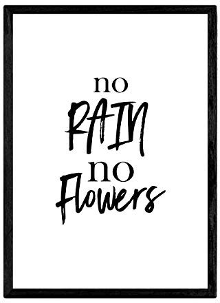 Nacnic Poster mit inspirierendem Spruch Kein Regen, ohne Blumen, mit motivierenden Zitaten voller Energie, A4, mit Rahmen