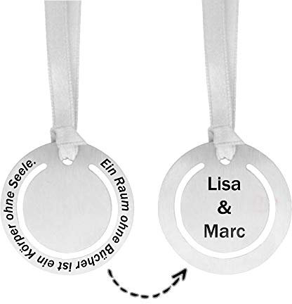 Lesezeichen mit Gravur als Geschenk & Wunschsymbol aus Edelstahl Geschenkverpackung BM1