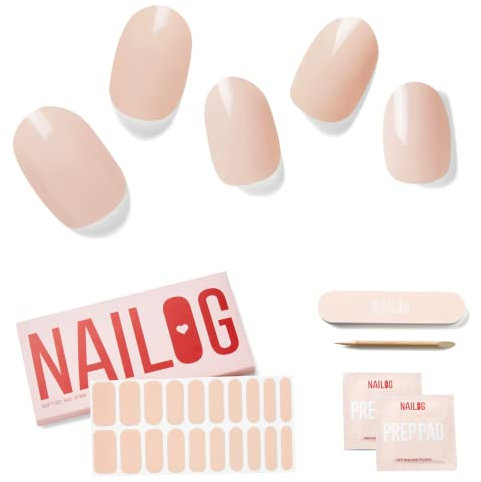 Nailog UV Gel Nagelfolie - Nagelfolie uv härtend 20 Stück - Vegan langanhaltend - Nagelsticker selbstklebend Gel Strips für Maniküre in Salonqualität, Beige