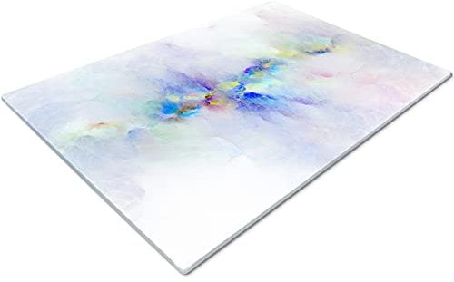 Glass Chopping Board 50 x 40 | Kitchen Worktop Protector | Multifunctional Cutting Board | Work Top Savers | Kitchen Accessories | Extra Large | White Blue Purple