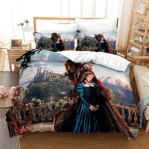 Agmdno Bettwäsche-Sets Beauty and The Beast,kinderbettwäsche,Mikrofaser Bettwäsche 135x200 cm +Kissenbezug 80x80cm-Bettbezüge 2 Teilig (A08,200x200cm+80x80cmx2)