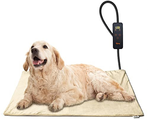Toozey Pet Heating Pad, 6 Adjustable Temperature Dog Cat Heating Pad with Timer, Indoor Pet Heating Pads for Cats Dogs with Chew Resistant Cord, Electric Pads for Dogs Cats, Pet Heated Mat