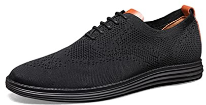 Mens Knit Mesh Sneakers Oxford Casual Shoes Smart Business Work Office Lightweight Breathable Walking Shoes