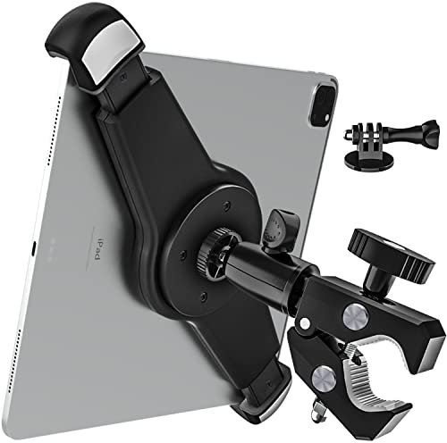 woleyi Large Tablet Mount Holder with 1/4 Screw Thread for Spin Bike, Treadmill, Microphone Stand, Tripod Adapter, Exercise Bicycle, Handlebar, for iPad Pro 13 Air & 9.5-14.5 Tablet, Gopro, Camera