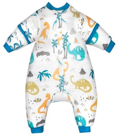 FLYISH DIRECT Babyschlafsack mit Füßen, 2.5TOG/3.5TOG Winterschlafsack, Babyschlafsack aus Baumwolle mit abnehmbaren Ärmeln, Schlafsack mit Beinen, 2.5 tog, L/90, 90cm