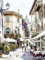 STYLER Leinwandbild Leinwandbild Cafe Stroll Wasserfarben 60 x 80 cm I Wandbild Ambiente mediterran Café Landschaft I Bild Wohnzimmer Schlafzimmer Esszimmer Leinwand I Verschiedene Motive & Größen