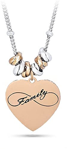 SAGA GIOIELLI® Collana Donna Quadrifoglio Albero Della Vita Family Angelo Custode Coccinella Corno Acciaio Confezione Regalo (FAMILY)