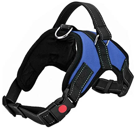 FYY Dog Harness No Pull, Breathable Adjustable Pet Vest, Reflective Oxford Easy Control Dog Harness with Sturdy Handle for Small Medium Large Dogs M-Blue
