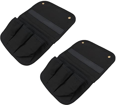 NUZAMAS 2 Pack Canvas Camping Chair Armrest Bags with 4 Pockets Each, Black, Outdoor, Side Pocket, CHAIR Accessory