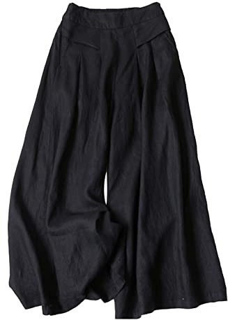 FEOYA Jupe Pantalon Femme Fluide Eté Sarouel Jupe Culotte Taille Elastique Pantalon Ample Large