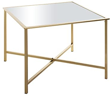 HAKU Beistelltisch Gold Metall Spiegel 5 mm Sofatisch Couchtisch eckig - Maße: B 60 x H 45 x T 60 cm Style: Art Deco