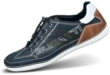 bugatti Herren Modischer Casual-Sneaker mit Logo-Details und Flexibler Sohle, Dunkelblau, 42 EU