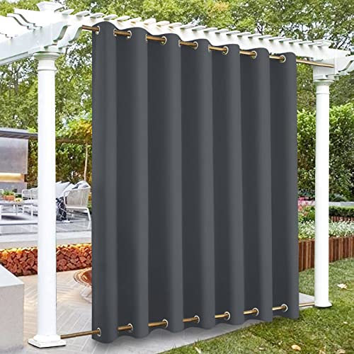 ADOORO Outdoor Vorhang Wetterfest Outdoor Vorhänge Wasserdicht Mit Ösen Oben Und Unten,Verdunkelungsvorhang Blickdich Sichtschutz Sonnenschutz Vorhang Für Balkon Terrasse,305x180 cm(BxH),Grey B