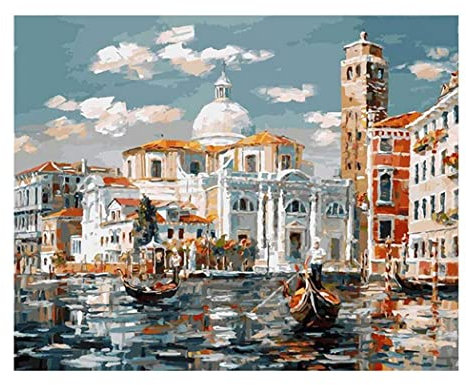 YSCOLOR Malen Nach Zahlen Für Erwachsene Diy Kits Stadtlandschaft Handgemalt Auf Leinwand Ölbild Zeichnung Malen Nach Zahlen 40X50cm