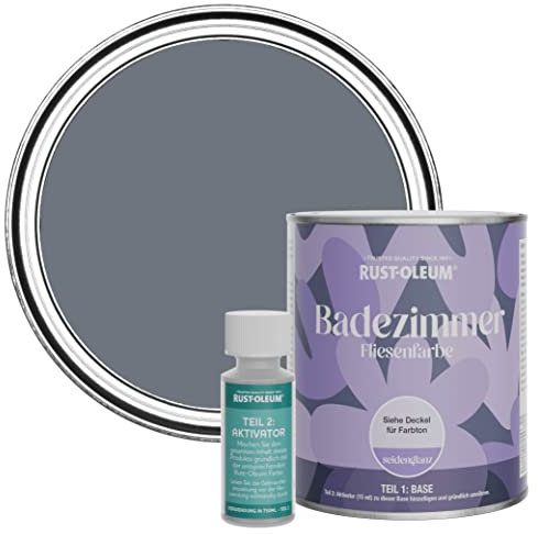 Rust-Oleum Grey Water-Resistant Bathroom Tile Paint in Satin Finish - Marine Grey 750ml