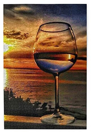 Sunset Wine Glass Puzzles are Suitable for Adults and Boys and Girls.1000 Piece Jigsaw Puzzle