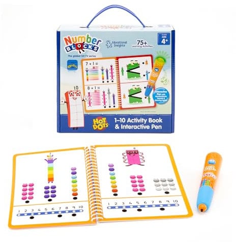 Learning Resources Hot Dots Numberblocks 1–10 Activity Book & Interactive Pen, Over 75 Activities Included, Numberblocks Gifts, Ages 4+, Green,red