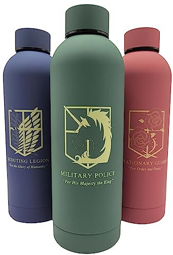 Edelstahl Wasser Trinkflasche [500ml] | Kaffee & Tee Thermosflasche 24h kalt, 13h heiß | Vakuum Isolation für Kohlensäure geeignet & Auslaufsicher | (Military Police, Grün)