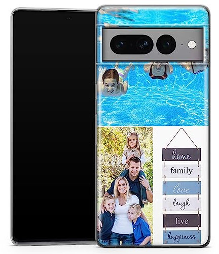 TULLUN Personalisierte Individuelle Collage Ihr Eigenes Bild Foto Brauch Soft Gel Schutzhülle Handy Hülle für iPhone Modelle - Collage mit 3 Fotos - für Google Pixel 7 Pro