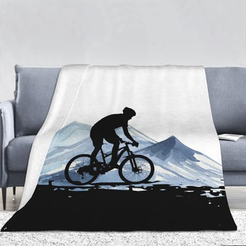 3D Mountainbiking Kuscheldecke Flauschig Flanell Fahrradmotiv Decken Wohndecke Flanelldecke Sofadecke Couchdecke Geschenke für Kinder Erwachsener Decke 100x130cm