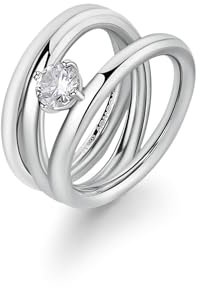 Brosway Anello Donna, Anello a Fascia in Acciaio e Cubic Zirconia | Collezione Ribbon - BBN45E