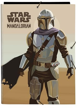 THE MANDALORIAN THIS THE WAY - Folio-Ordner mit 3 Klappen, ideal für Kinder unterschiedlichen Alters, bequem und vielseitig, Qualität und Widerstandsfähigkeit, 26 x 36,5 cm, Schwarz, Schwarz,