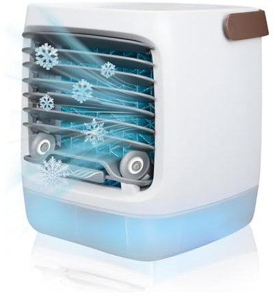 Personal Desktop Air Cooler Humidifier, Portable Air Conditioner, Mini Mobile Air Conditioner Fan, Rechargeable Evaporative Air Conditioning, Air Cooling Fan for Home Bedroom Office (White)