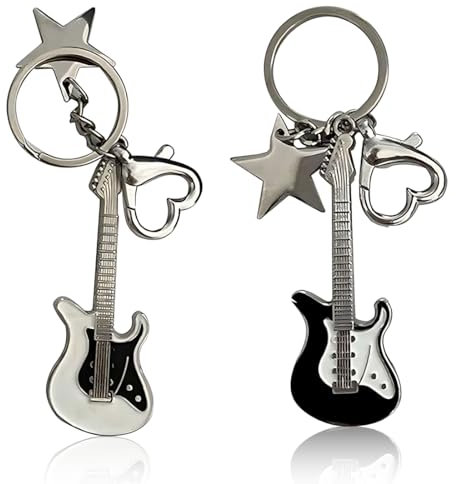 ARHZ 2 Stück Y2K Accessoires, Gitarre Pentagram Stern Schlüsselanhänger Für Cool Trend Mode Anhänger Schlüsselanhänger Vintage Ästhetische Accessoires Geschenk,Cute Keychain,Schlüsselanhänger Cool