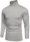 COOFANDY Pull Col Roulé Homme Fin T-Shirt Manches Longues Basique sous-Pull Slim Fit Gris Clair S