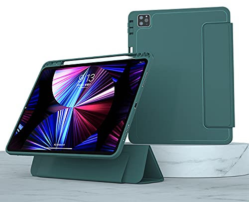 Per iPad Pro 11 2018/2020, TPU Magnetic Pen Slot Business Protective Case Casual Tablet Leather Cover for iPad 10.2 2019/2020 (colore verde scuro, dimensioni: IPad 10.2