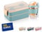 Winkly® Lunchbox, Brotdose kinder mit fächern (400+500) ml & 600ml Müslibecher - Bento Box To Go, 2-Fächer Bento & Besteck, Jausenbox für Mikrowelle & Spülmaschine, Brotdose schule, Picknick (Türkis)