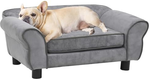 CLALER Hundesofa Grau 72x45x30cm Plüsch Hundecouch Hundebett Haustiersofa hundesofa für kleine Hunde und mittlere Hunde