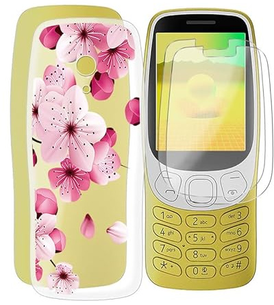 AQGGESH Hülle für Nokia 3210 2024 (2.40) + 2 Schutzfolie, Stoßfest Anti-Kratzer Schutzhülle Tasche Dünne Weiches Silikon Handyhülle für Nokia 3210 2024 - WM113